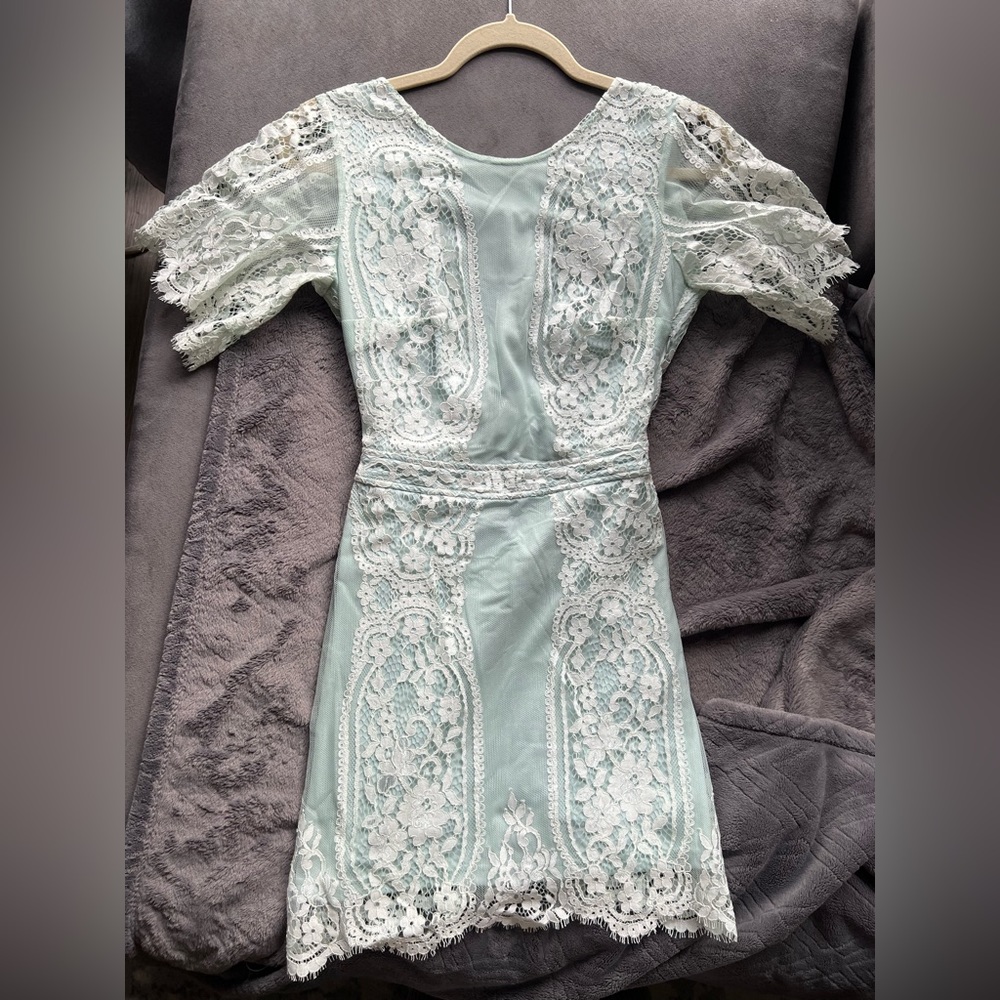 NWT For love and lemons aqua lace dress size XS